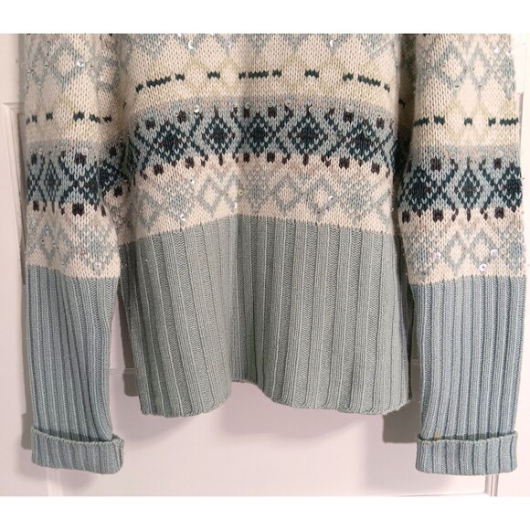 Vtg Neiman Marcus Cashmere Sweater Wn XL Lambswool Angora Fair Isle Icelandic - Picture 3 of 9
